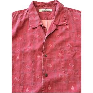 Tommy Bahama Mens L Red Silk Embroidered Poker Las Vegas Dice Spades Camp Shirt